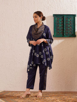 OMI - Navy Blue Asymmetric Co-Ord (Set of 3)