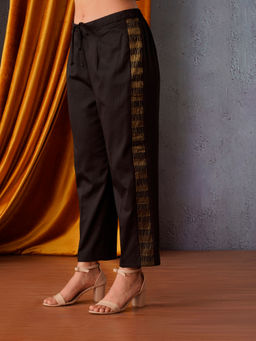 OMI - Black with Gold Tissue Side Stripe Pant