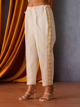 OMI - Off White with Gold Tissue Side Stripe Pant