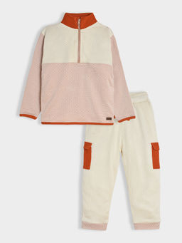 Mi Arcus - Knitted Cream Full Sleeves T-Shirt with Pyjama for Kids (Set of 2)