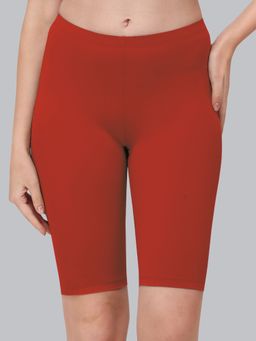 SOIE - Red Women's Soft Polyamide Spandex Knee Length Cycling Shorts