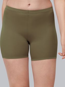 SOIE - Olive Women's Soft Polyamide Spandex Mid Thigh Length Cycling Shorts