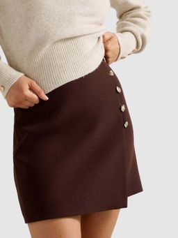 Forever New - Brown Jinny Button Detail Wrap Skirt