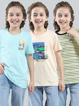Monte Carlo - Boys Blue Pure Cotton Round Neck T-Shirt (Pack of 3)
