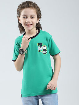 Monte Carlo - Boys Green Cotton Lycra Round Neck T-Shirt