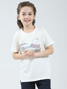 Monte Carlo - Boys White Blended Round Neck T-Shirt