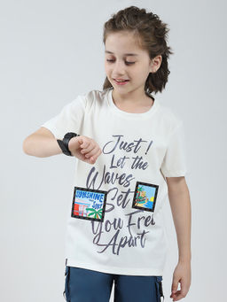 Monte Carlo - Boys White Blended Round Neck T-Shirt