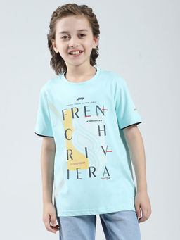 Monte Carlo - Boys Blue Cotton Lycra Round Neck T-Shirt