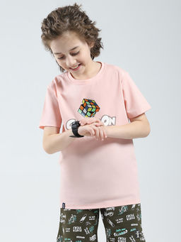 Monte Carlo - Boys Peach Blended Round Neck T-Shirt