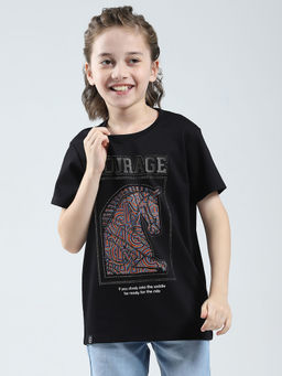 Monte Carlo - Boys Black Blended Round Neck T-Shirt