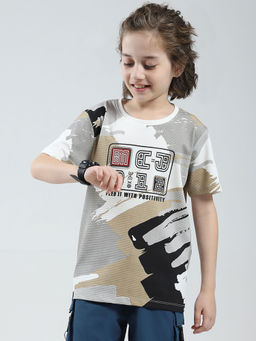 Monte Carlo - Boys White Blended Round Neck T-Shirt