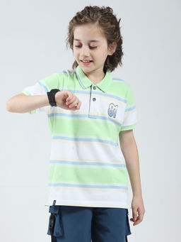 Monte Carlo - Boys Green Cotton Lycra Collar Neck Polo T-Shirt