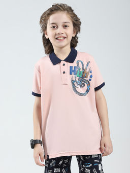 Monte Carlo - Boys Pink Blended Collar Neck Polo T-Shirt