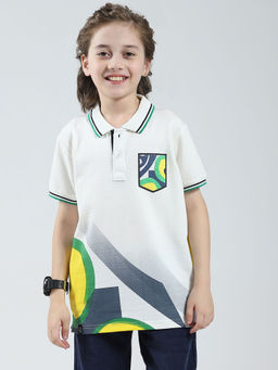 Monte Carlo - Boys White Pure Cotton Collar Neck Polo T-Shirt