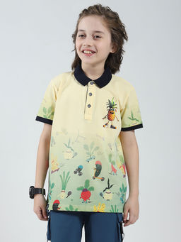 Monte Carlo - Boys Yellow Blended Collar Neck Polo T-Shirt