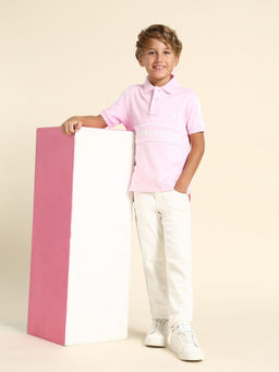 U.S. POLO ASSN. - Boys Pink Cotton Collar Neck Polo T-Shirt