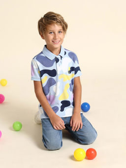 U.S. POLO ASSN. - Boys Blue Cotton Collar Neck Polo T-Shirt