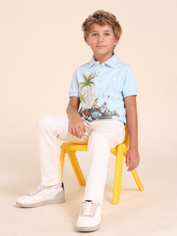 U.S. POLO ASSN. - Boys Blue Cotton Collar Neck Polo T-Shirt