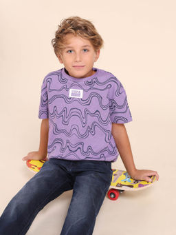 U.S. POLO ASSN. - Boys Purple Cotton Crew Neck T-Shirt