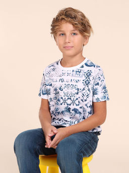 U.S. POLO ASSN. - Boys White Cotton Crew Neck T-Shirt