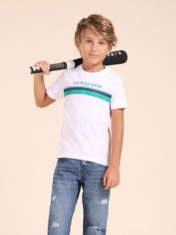 U.S. POLO ASSN. - Boys White Cotton Crew Neck T-Shirt