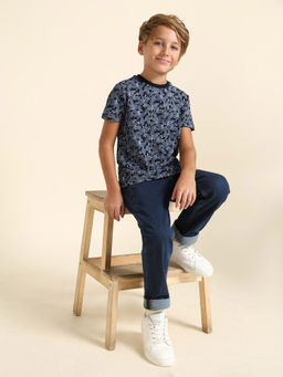 U.S. POLO ASSN. - Boys Blue Cotton Crew Neck T-Shirt