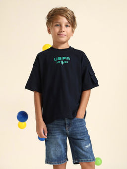 U.S. POLO ASSN. - Boys Navy Blue Cotton Crew Neck T-Shirt
