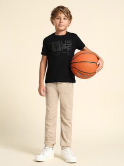 U.S. POLO ASSN. - Boys Black Cotton Crew Neck T-Shirt