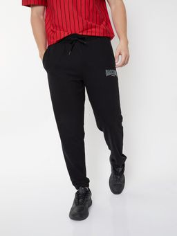 max - Men Printed Regular Fit Sports Black Joggers