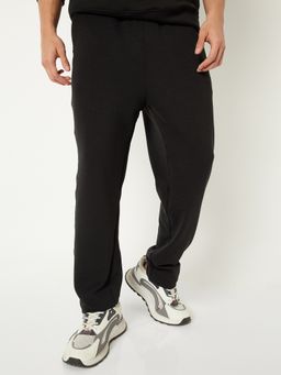 max - Men Solid Sports Black Track Pants