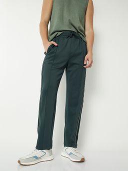 max - Men Side Tape Athleisure Green Track Pants