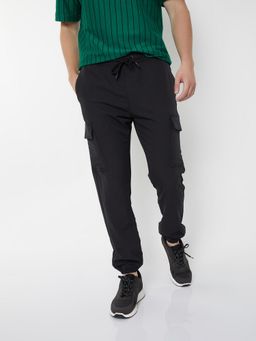max - Men Solid Sports Black Cargo Joggers