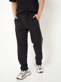 max - Men Side Stripes Sports Black Track Pants