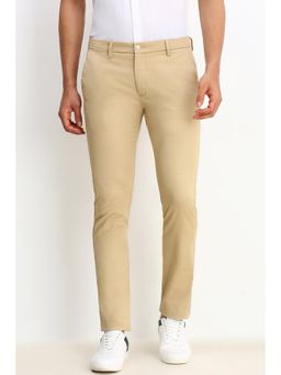 Allen Solly - Men Beige Ultra Slim Fit Textured Casual Trouser