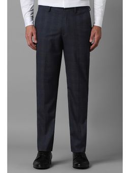 Louis Philippe - Men Grey Slim Fit Check Flat Front Formal Trouser