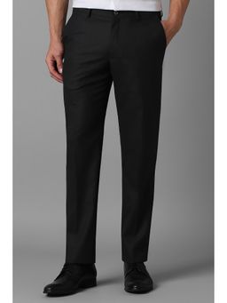 Louis Philippe - Men Black Slim Fit Solid Flat Front Formal Trouser