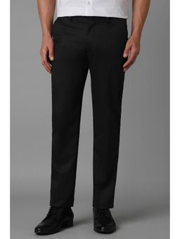 Louis Philippe - Men Black Slim Fit Solid Flat Front Formal Trouser