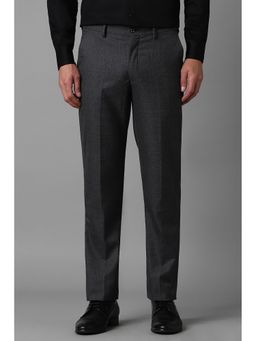Louis Philippe - Men Grey Slim Fit Textured Flat Front Formal Trouser