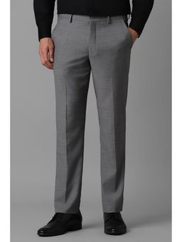 Louis Philippe - Men Grey Slim Fit Stripe Flat Front Formal Trouser