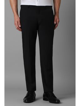 Louis Philippe - Men Black Slim Fit Textured Flat Front Formal Trouser