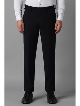 Louis Philippe - Men Black Slim Fit Solid Flat Front Formal Trouser