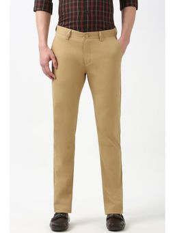 Peter England - Men Khaki Solid Super Slim Fit Trouser
