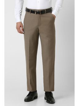 Van Heusen - Men Brown Textured Regular Fit Trouser