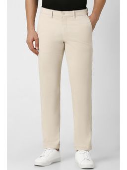 Van Heusen - Men Cream Solid Slim Fit Trouser
