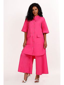 Mala Singh - Womens Cotton Solid Pink Co-Ord Set
