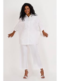 Mala Singh - Womens Cotton Solid White Co-Ord Set