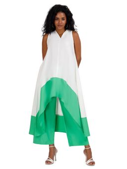 Mala Singh - Womens Cotton Colorblock White Co-Ord Set