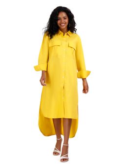 Mala Singh - Womens Cotton Solid Yellow Dress