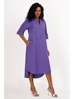 Mala Singh - Womens Cotton Solid Blue Dress