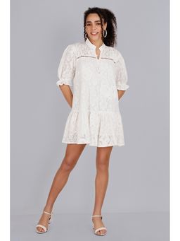 Mala Singh - Womens Cotton Embroidered White Dress